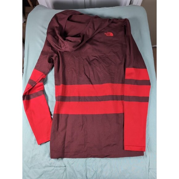 The North Face Red Stripe Secondskin SSK Seamless 1/4 Zip Hooded Pullover - Med - Picture 7 of 8